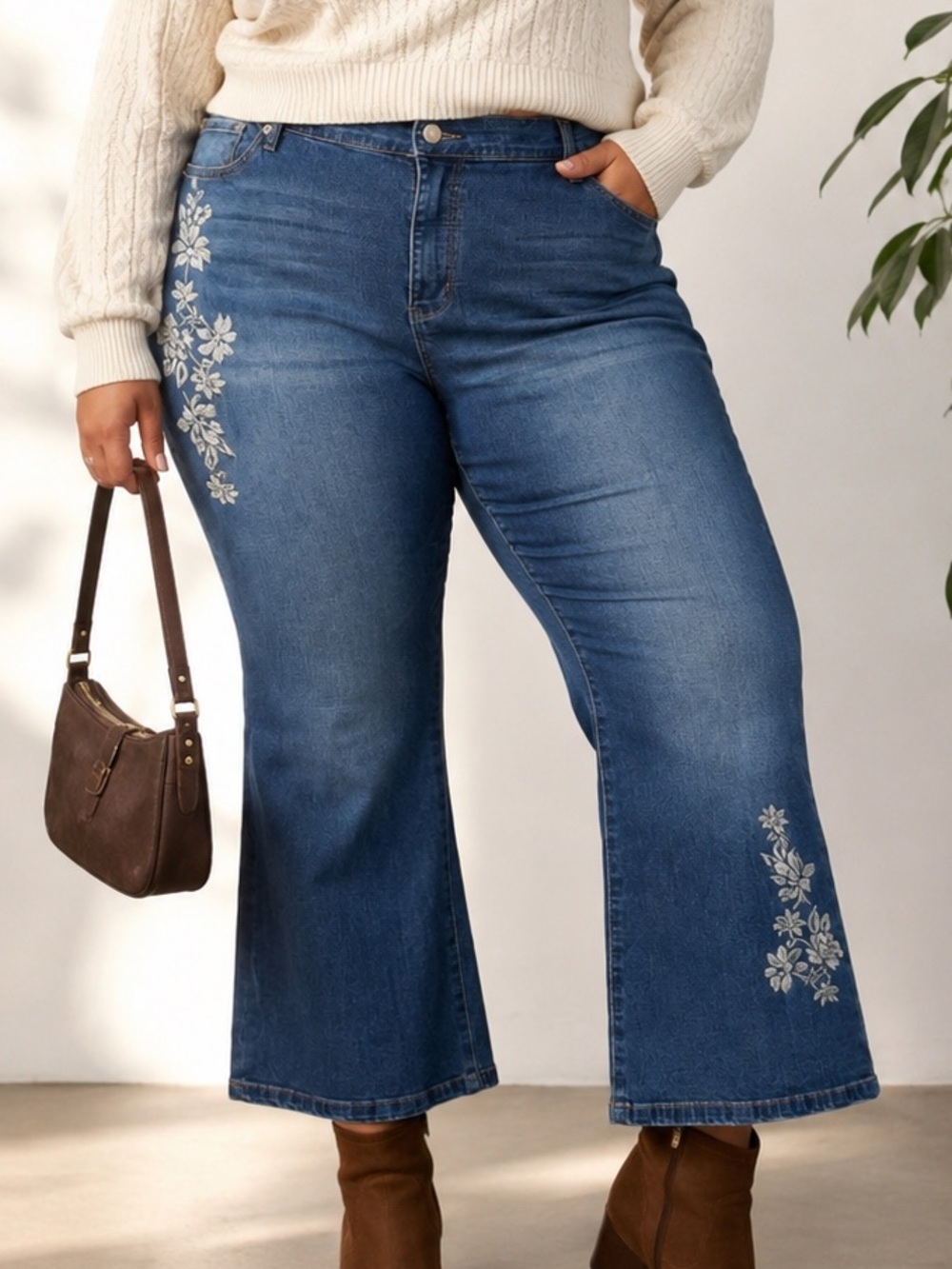 Nanette Lepore Dark Blue Embroidered Bootcut Jeans Women's 18W